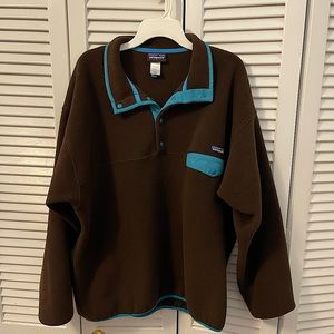 Brown & Teal Patagonia Synchilla Snap-T Fleece Pullover